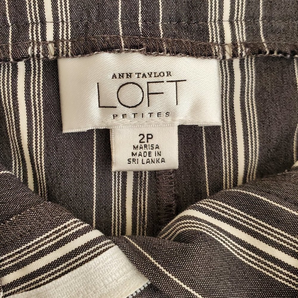 Ann Taylor Loft Striped Cuffed Crop Pants | Like New | 2P | Charcoal White - Picture 14 of 16